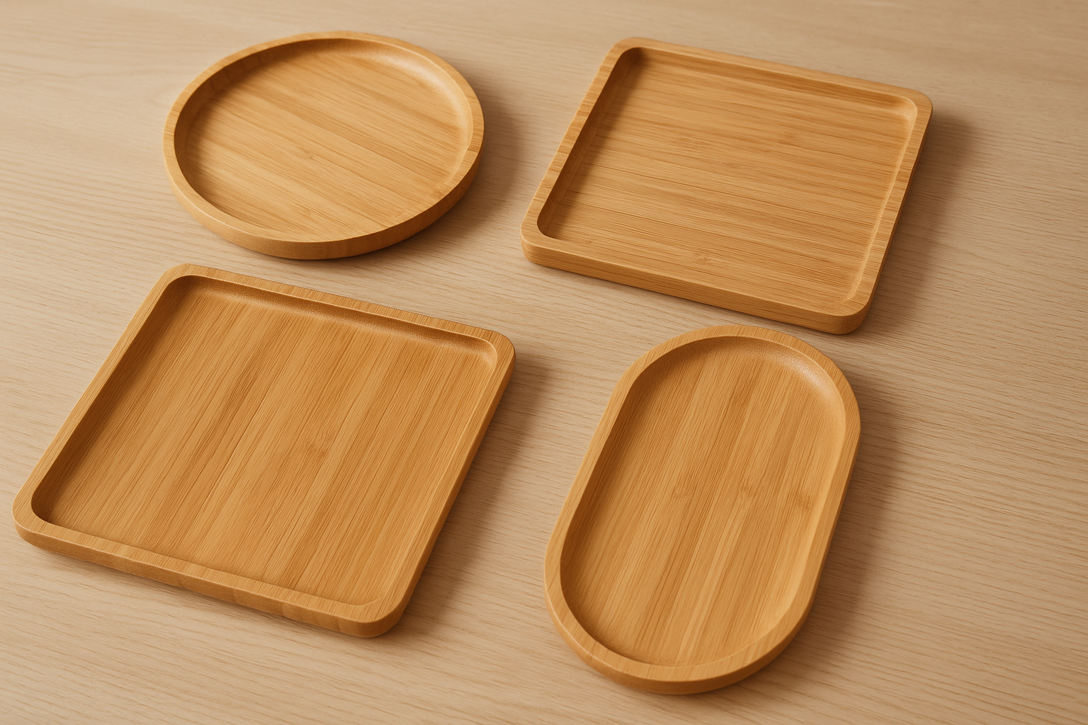 Conjunto 3 Travessas Bambu Natural - Sustentável Ecológico