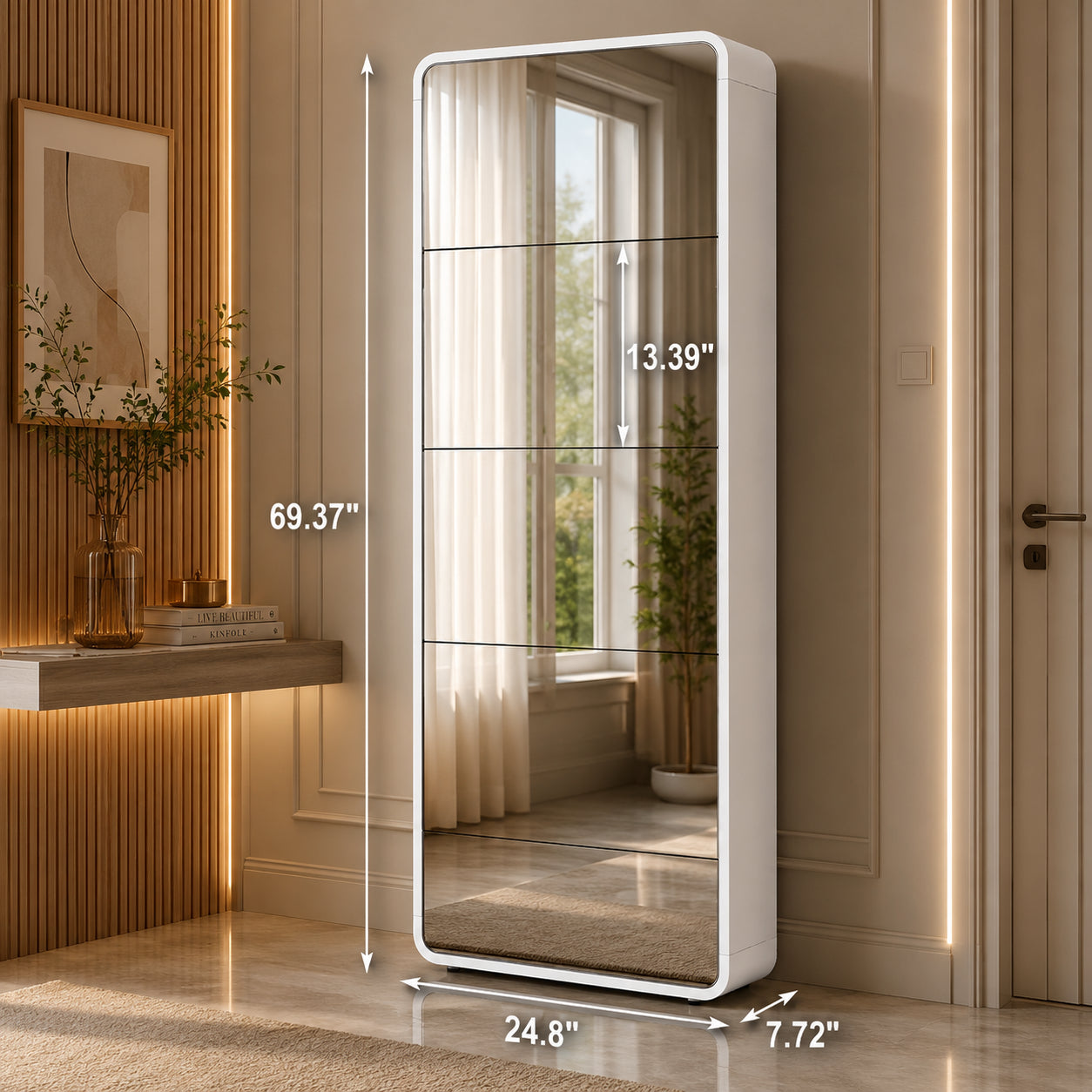 Sapateira Slim Espelhada de Corpo Inteiro