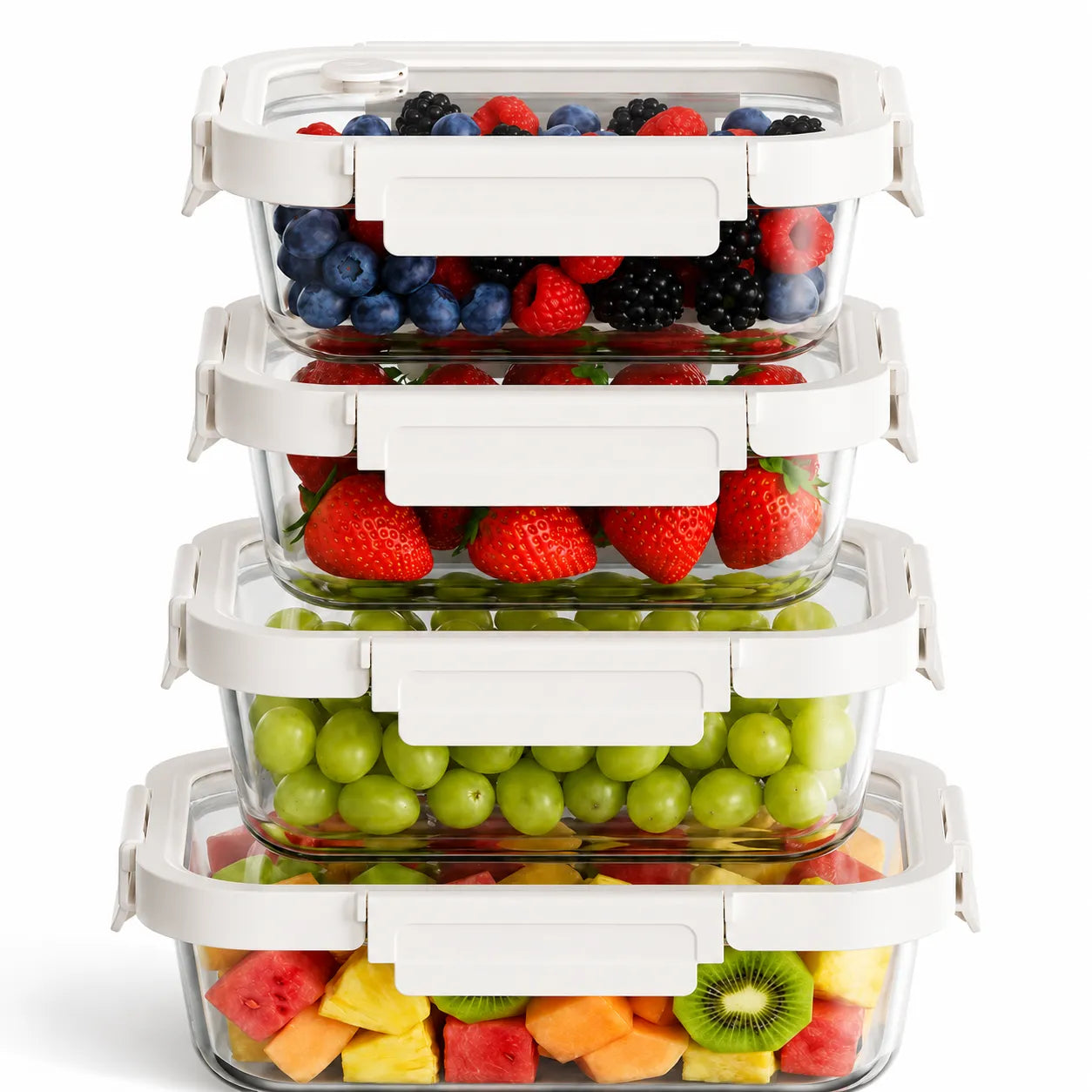 Kit Potes de Vidro Herméticos – Conserve Frutas e Verduras Frescas por Mais Tempo (Livre de BPA)