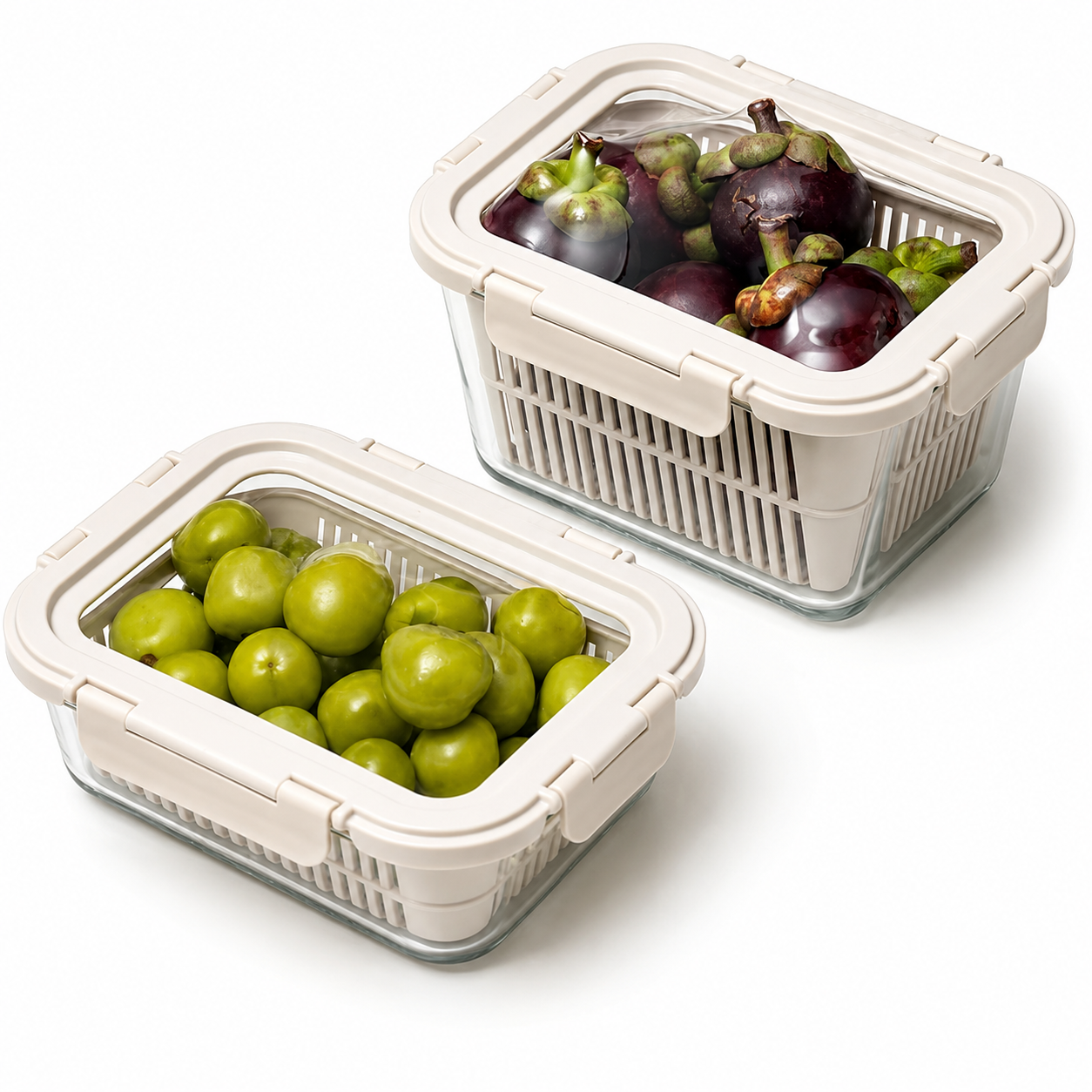 Kit Potes de Vidro Herméticos – Conserve Frutas e Verduras Frescas por Mais Tempo (Livre de BPA)